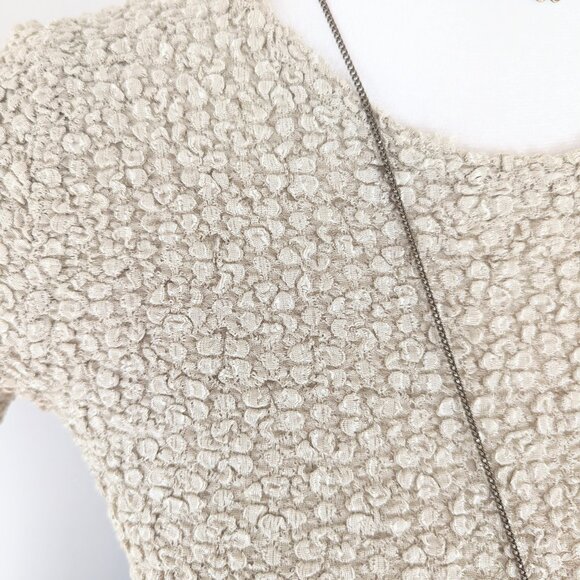 VTG 90s Y2K On Your Own Beige Popcorn Bubble Crinkle Short Sleeve Baby Tee Sz S - Picture 4 of 6